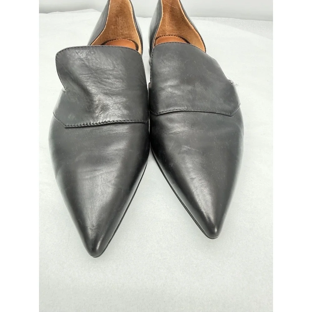 Franco Sarto Black Leather D'Orsay Flats Pointed Toe Slip On Chic Size 8/9**READ